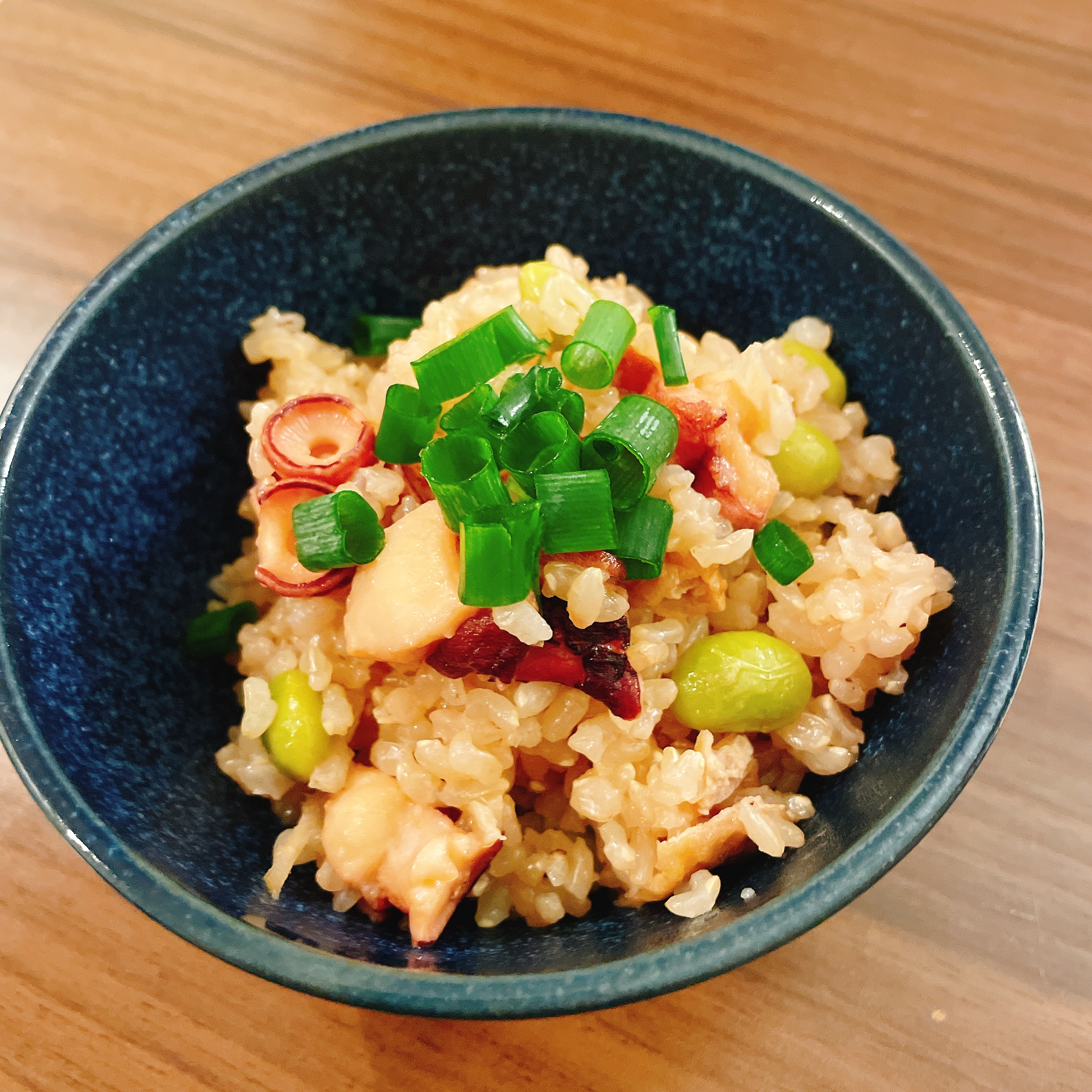 タコと枝豆の炊き込みご飯 -Japanese Mixed Rice with Octopus and Edamame-